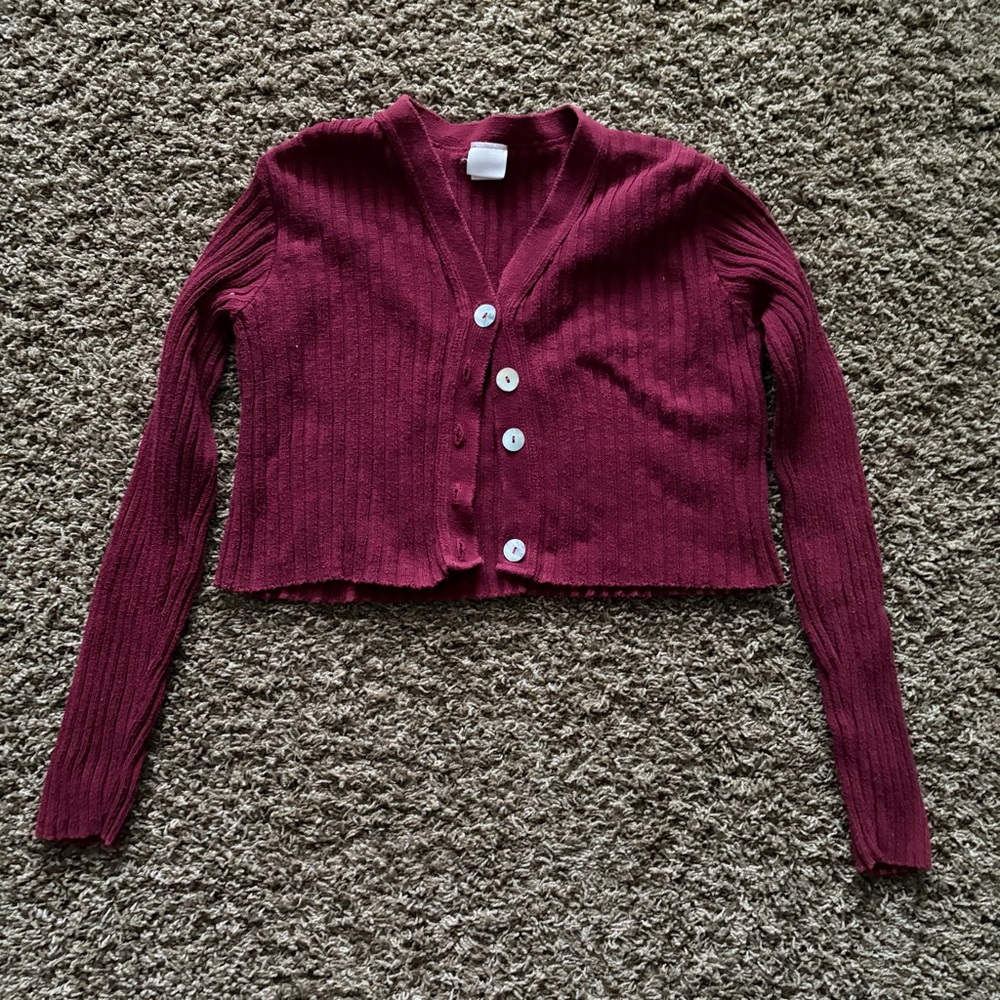 Women's Burgundy Cardigan Sweater